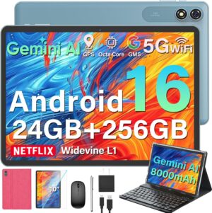 YLEEBG 2026 Upgraded Android 16 Tablet, 10 inch Tablet with Keyboard (Pink) | 24GB+256GB+2TB Expand, Gemini AI Tablet PC with 8-Core, 8000mAh, WiFi, Electronic 2-in-1 Tablets with Case, Mouse, Stylus